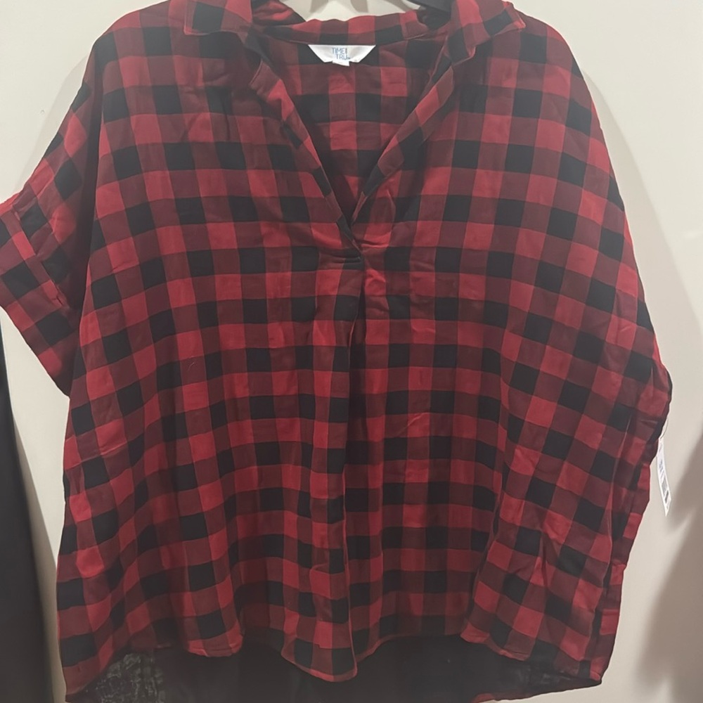 NWT Plaid blouse size XL